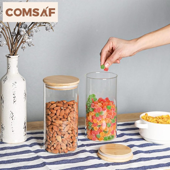 🌸 ComSaf glass storage container with lids 44oz set of 3 🌸 - Picture 3 of 5